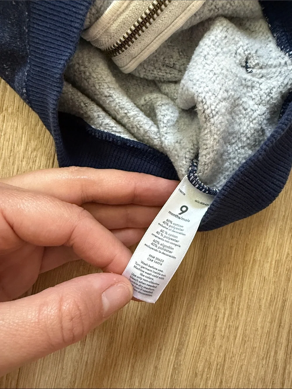 Carter's Navy Zip Front Hooded Sweatshirt 9 Months
